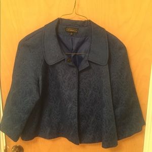 Blue Brocade Cropped Jacket